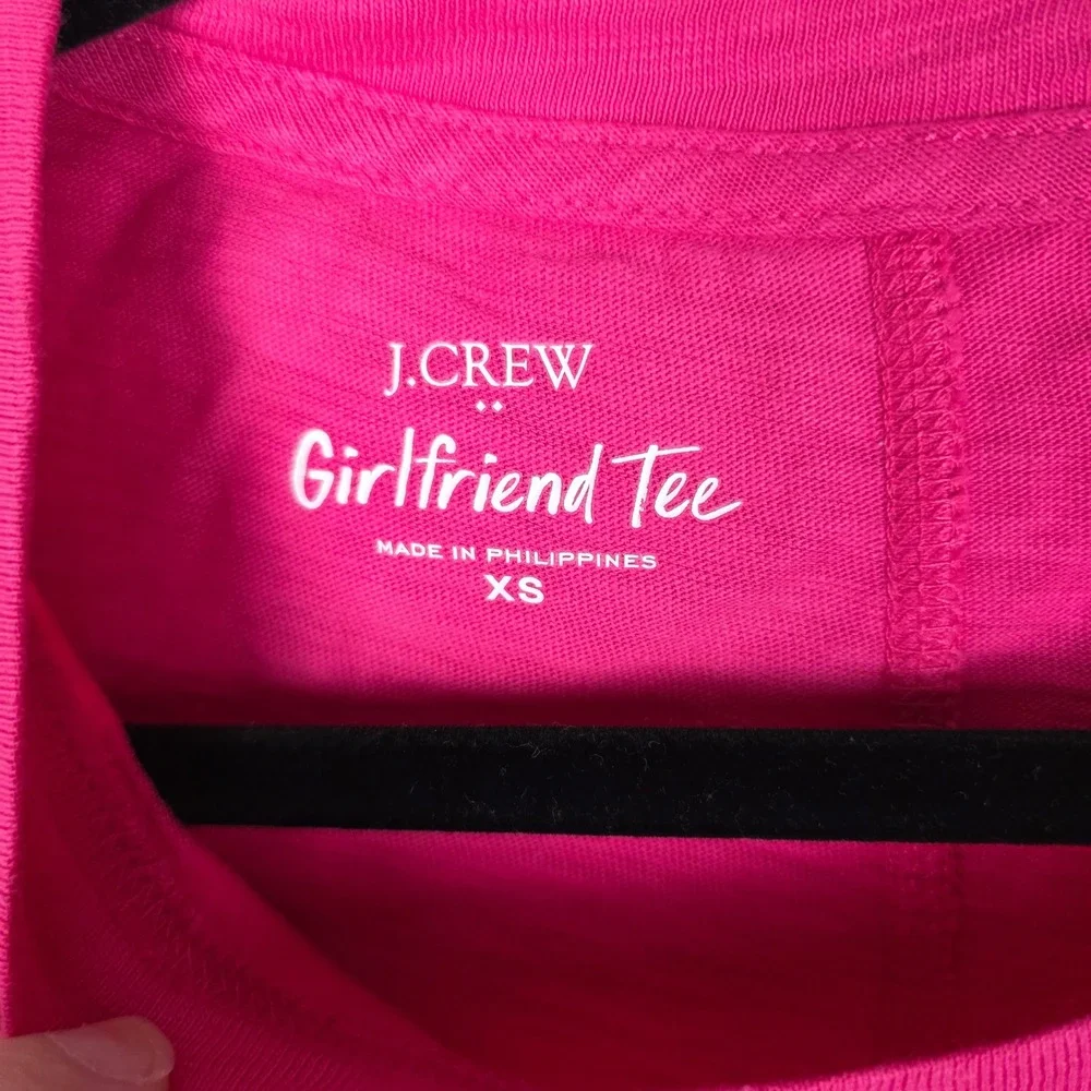 J. Crew Girlfriend Tee Pink Long Sleeve Cotton Slub Crew Neck Top XS